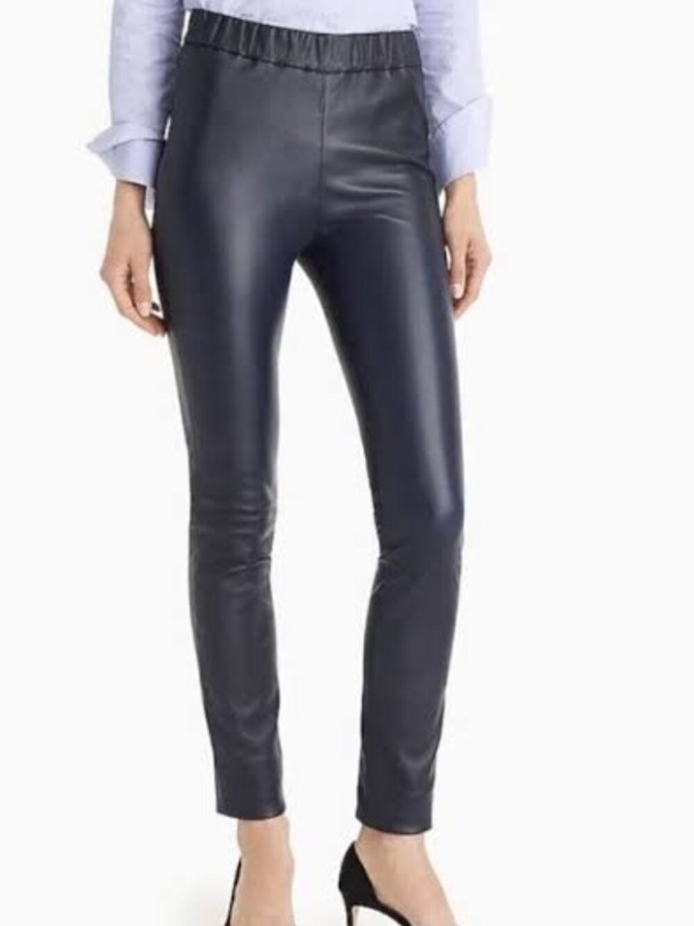NWT J.Crew Collection Leather Leggings Navy - Size 6